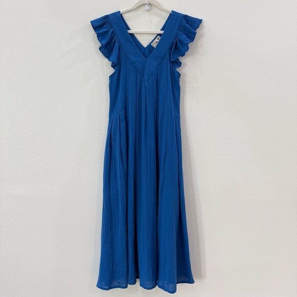 Mille Resort & Travel Women’s XXS Blue Midi Catarina Dress Pockets Beach Summer - Picture 2 of 11